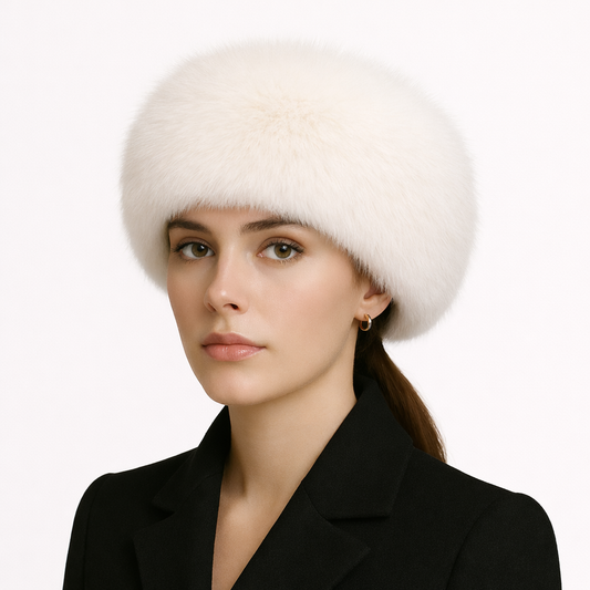 Chapka en fausse fourrure blanche