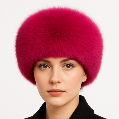 Chapka en fausse fourrure fuchsia