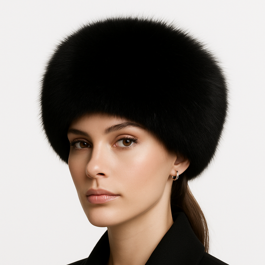 Chapka en fausse fourrure noire élégante
