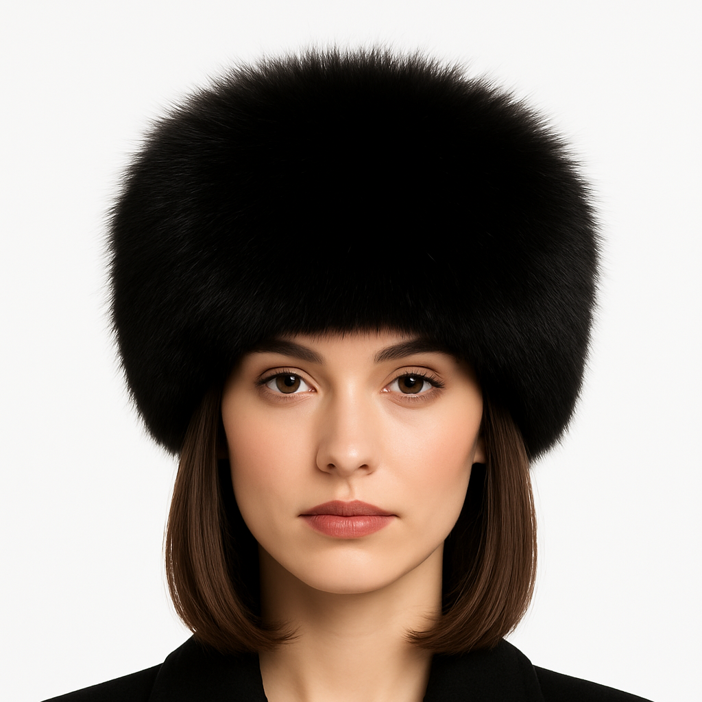 Chapka en fausse fourrure noire élégante